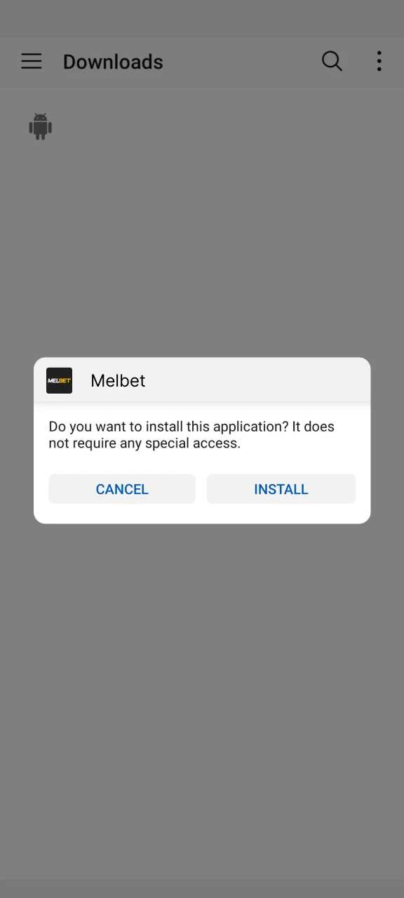 Install the Melbet application on your Android device.