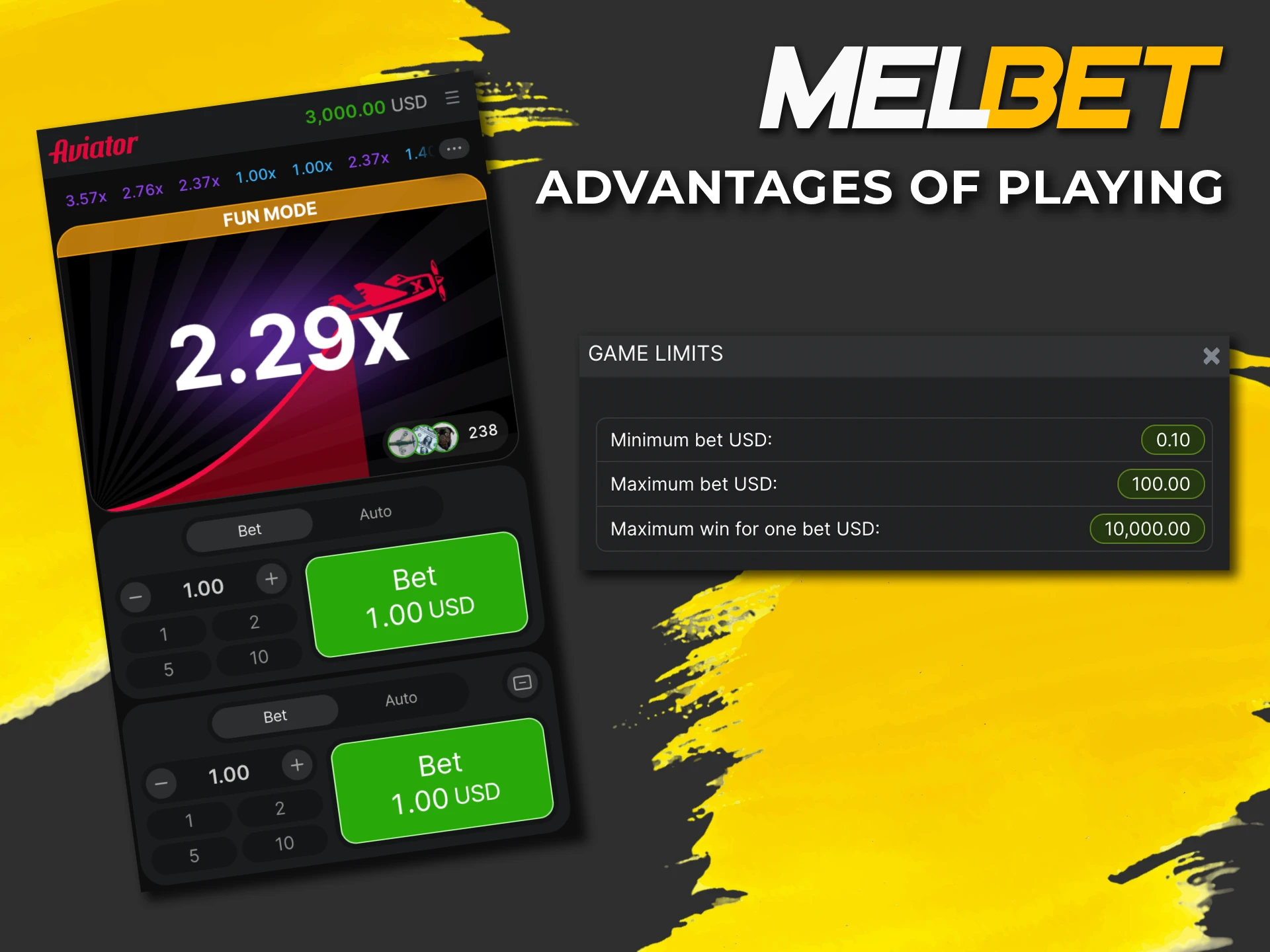 Discover the main advantages of the Aviator game from Melbet Casino.