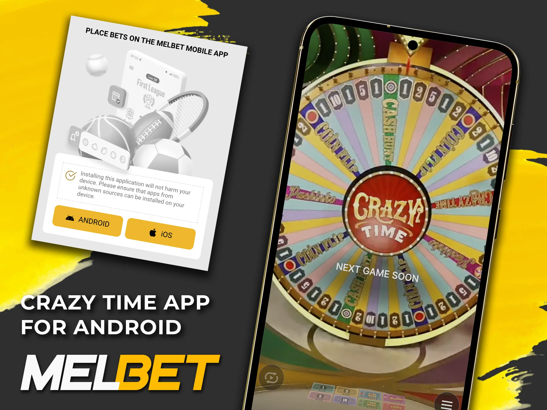 Try Crazy Time using the Melbet mobile app for Android devices.