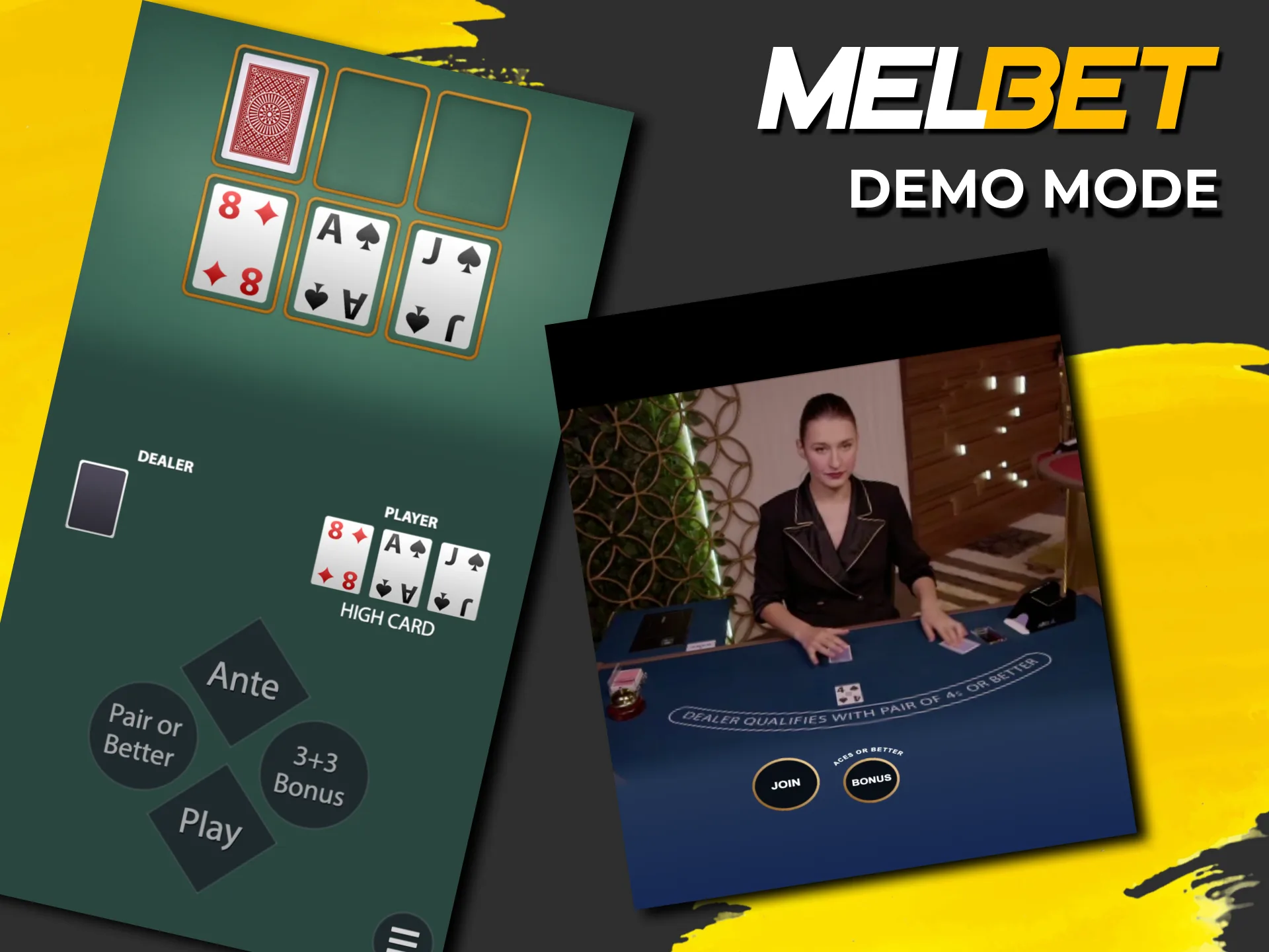 Test strategies in Melbet demo poker games.