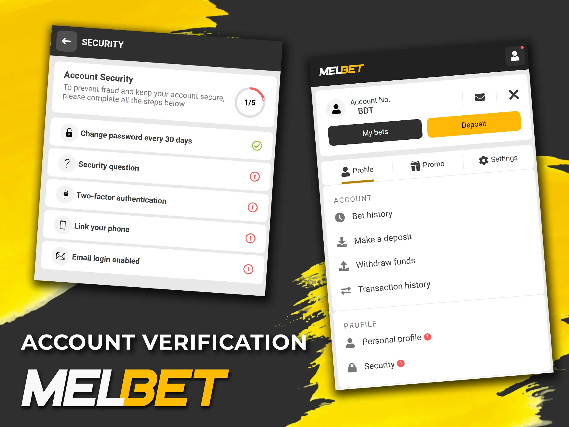 Complete simple Melbet account verification.