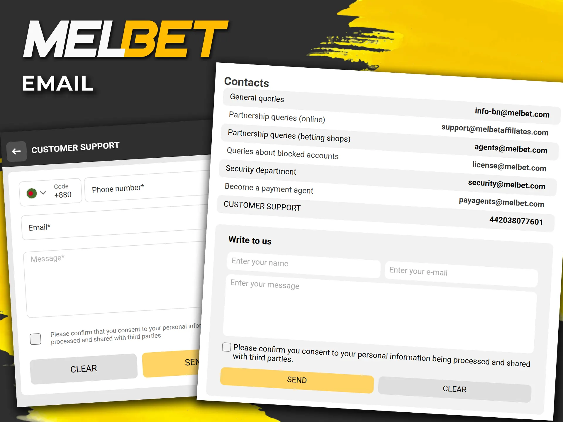 Write to Melbet Bangladesh support service by email.