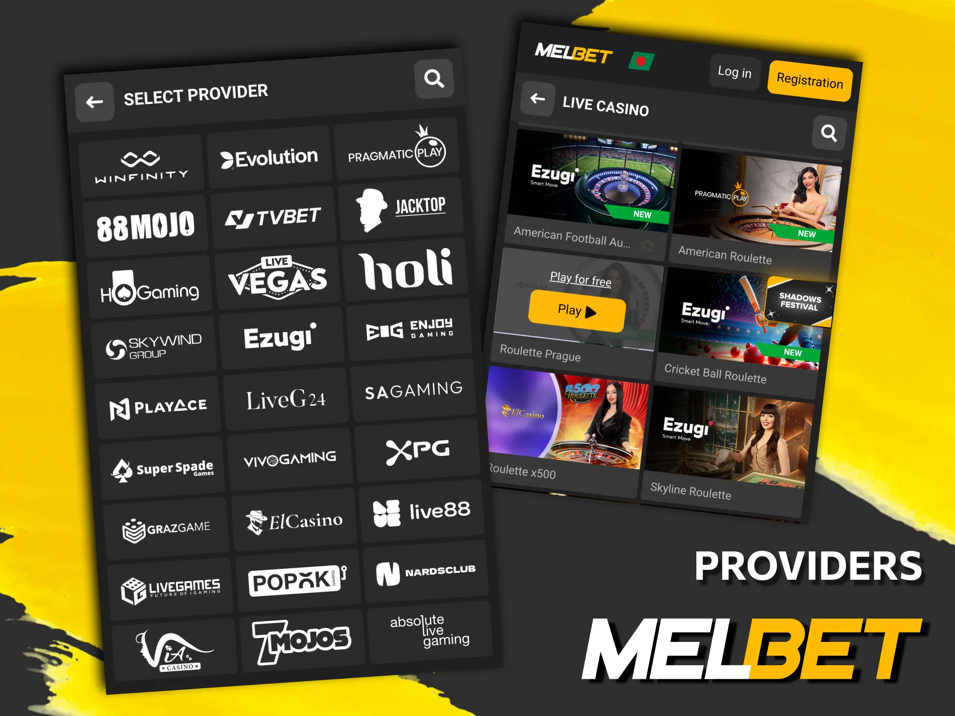 Top Melbet roulette developers like Evoplay, Spinomenal, and KA Gaming.