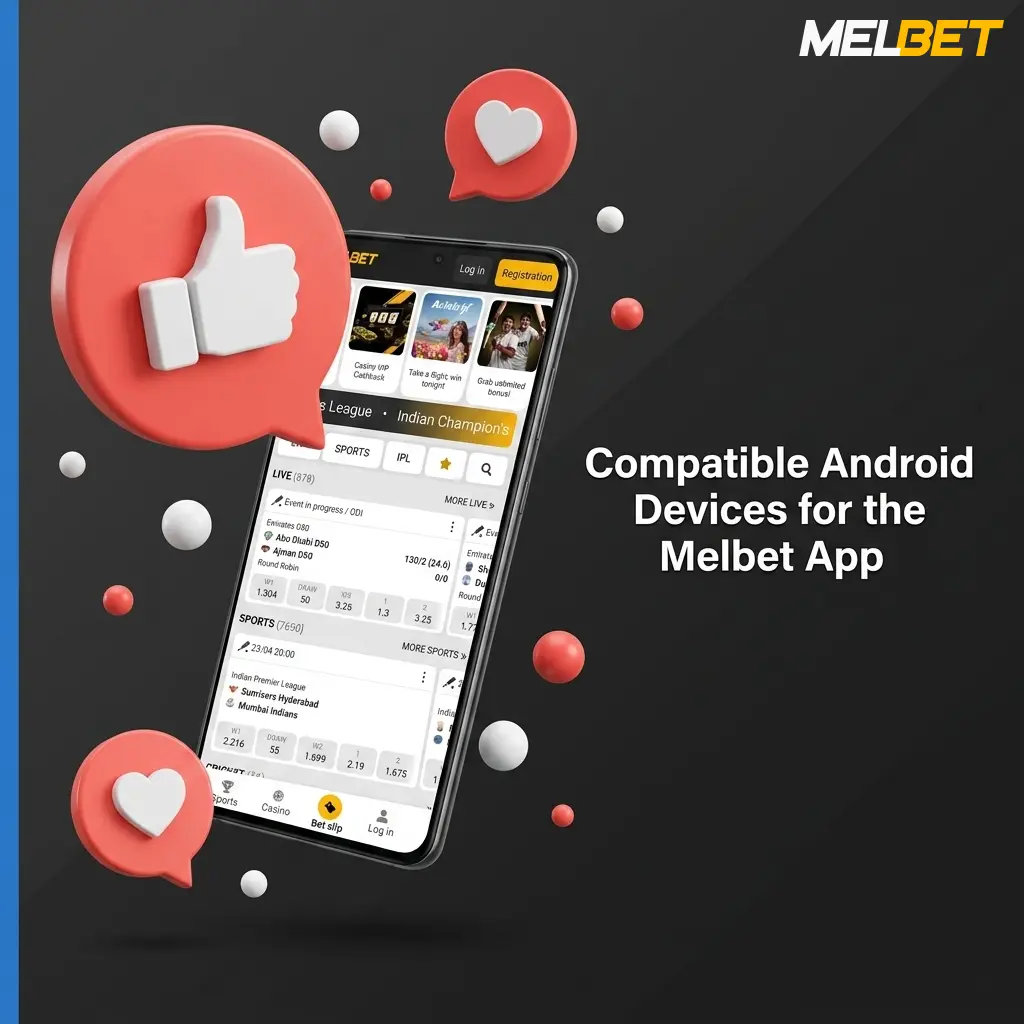 Melbet Android app compatible devices including Samsung, Xiaomi, Realme, OPPO, Vivo, Infinix and Tecno models