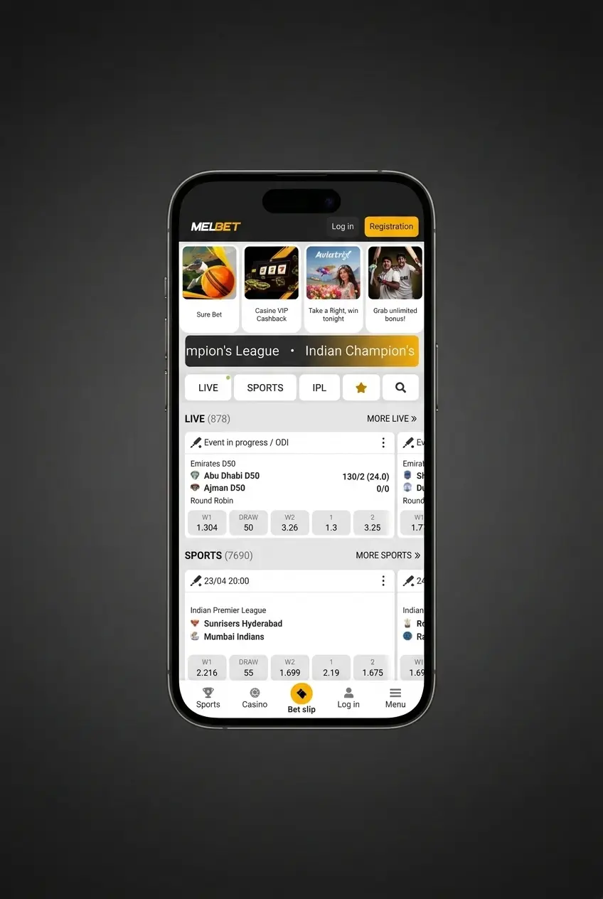 Melbet iOS app download steps on iPhone showing 4-step installation guide via App Store for free mobile betting app