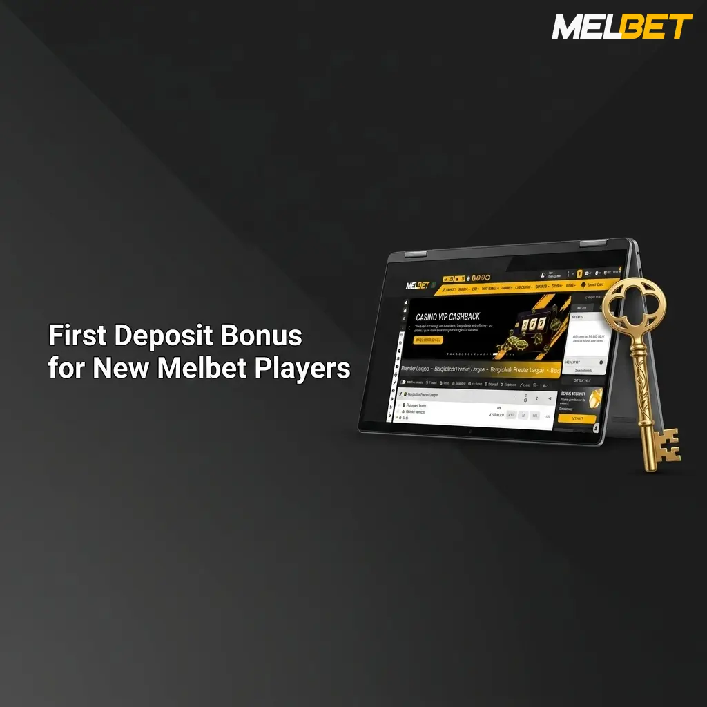 Melbet first deposit bonus offering 100% match up to 12,000 BDT for new players in Bangladesh on sports betting