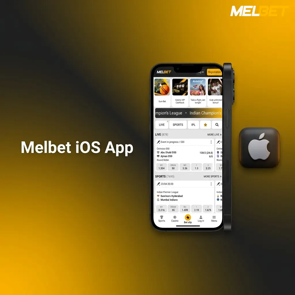 Melbet iOS app download screen on iPhone showing App Store installation steps for iOS 12.0 or higher