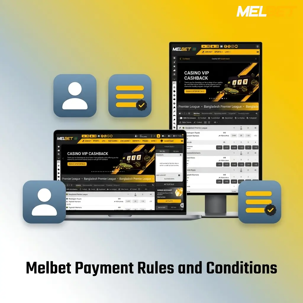 Melbet payment rules covering verification, deposit-withdrawal matching, bonus wagering, and BDT currency conditions