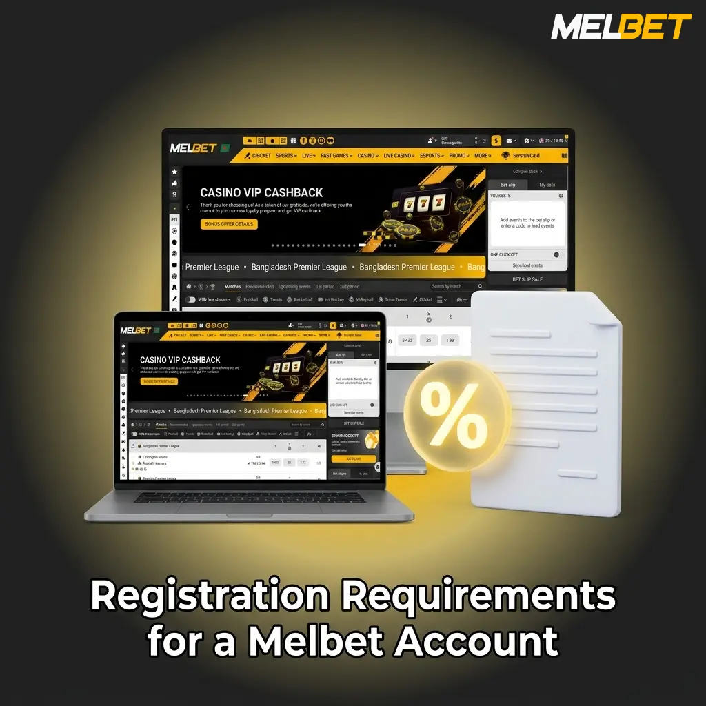 Melbet account registration requirements showing age verification, ID documents, and one account per user policy