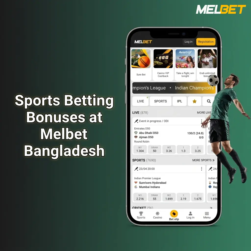 Melbet Bangladesh sports betting bonuses including welcome match, accumulator boost, bet insurance, and birthday free bet offers