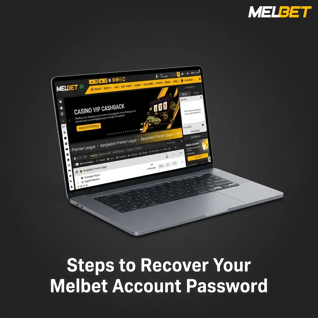 Melbet account password recovery steps showing forgot password option, email or phone reset method, and new password setup