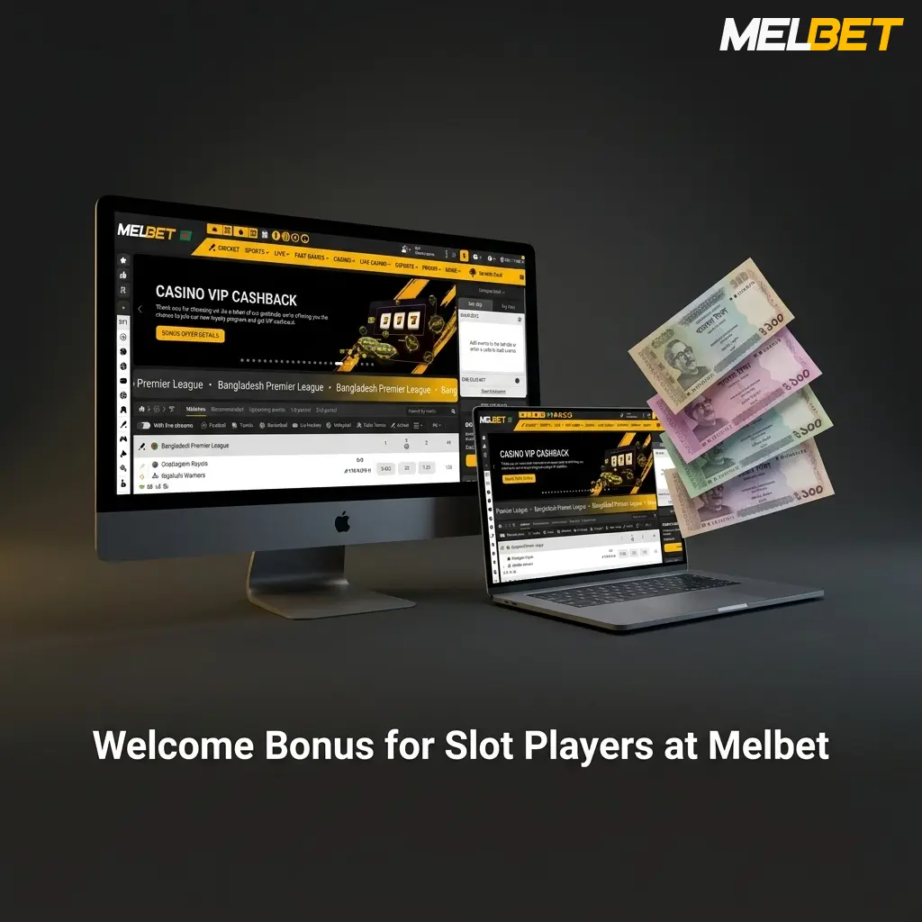 Melbet welcome bonus for slot players offering 100% match up to 12,000 BDT on first deposit