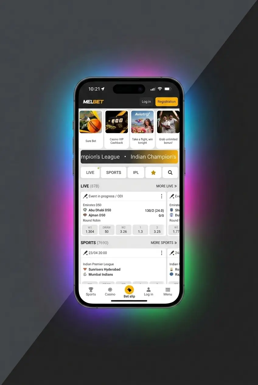 Melbet MMA betting interface showing UFC, ONE Championship, and Bellator fight lines for Bangladesh bettors